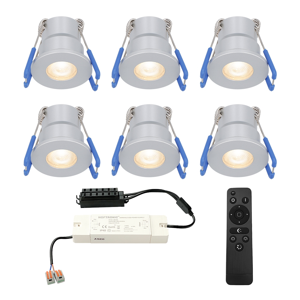 6x Milano Mini 12V LED Spotlights - 3W 200lm - Dimmable - 2700K - IP65