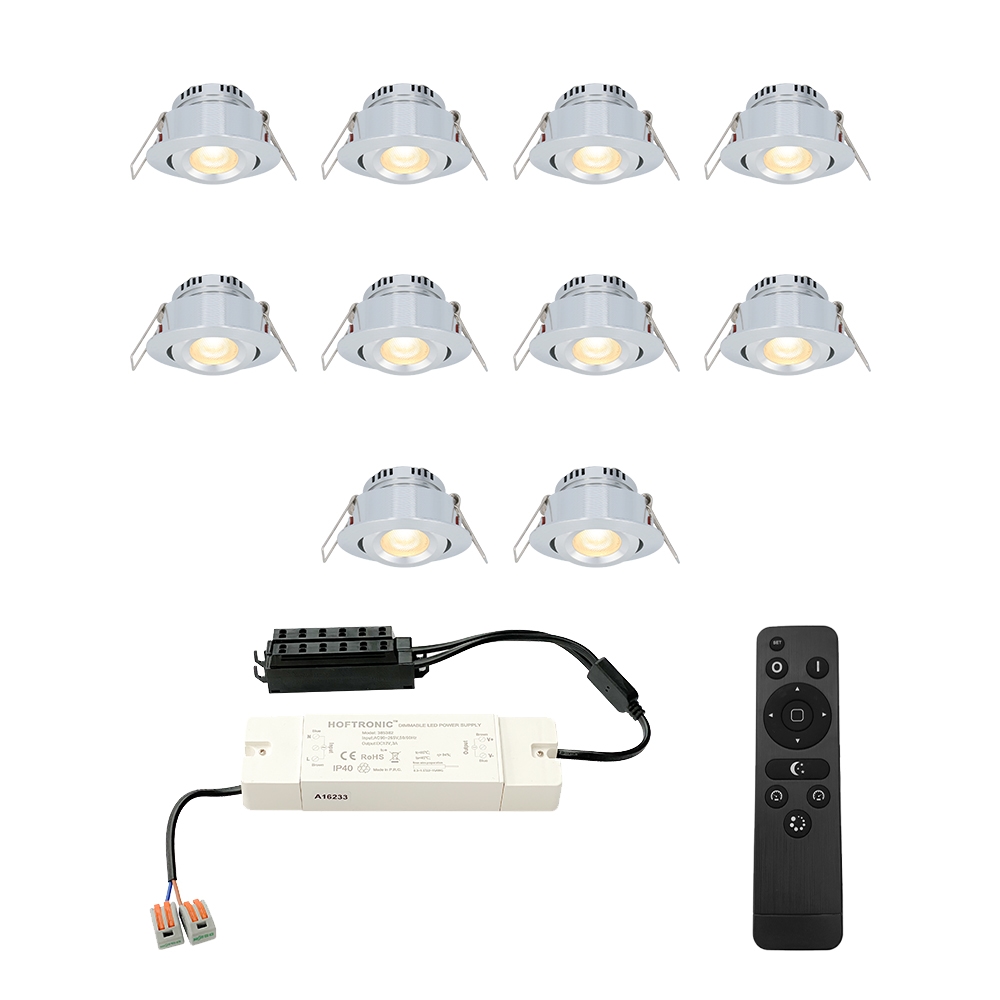 10x Sienna Mini 12V LED Inbouwspots - 3W 200lm - Kantelbaar - 2700K - IP44