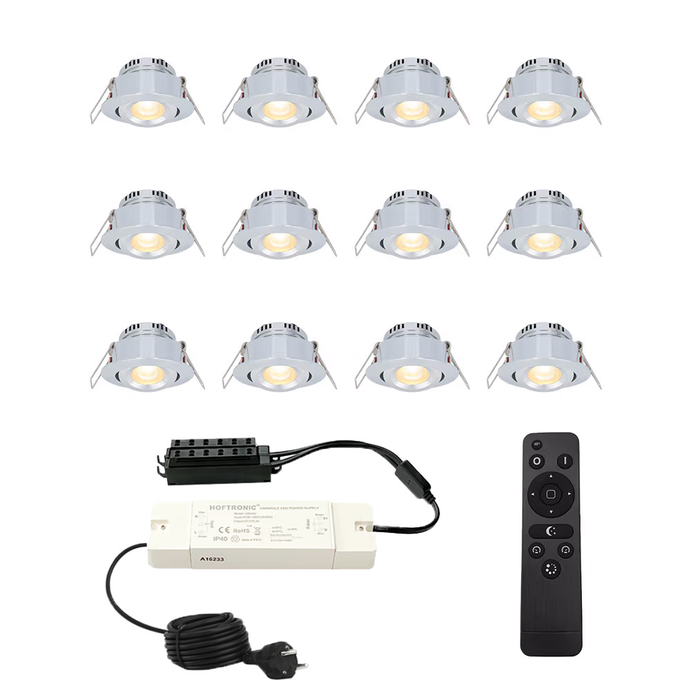 Sienna Mini Einbaustrahler 12V - 12x 3W Spots - 2700K - IP44 - schwenkbar - dimmbar