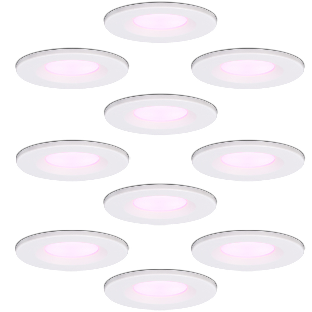 10x Venezia Spot Encastrable Connectée - 6W 450lm - Wifi - RGBWW - IP65 - Blanc