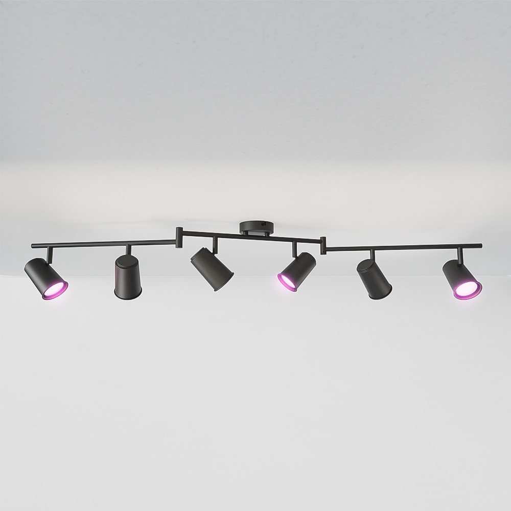 Riga Smart Ceiling Light 6 lights - 30W 2400lm - RGBWW - Tiltable - IP20 - Black