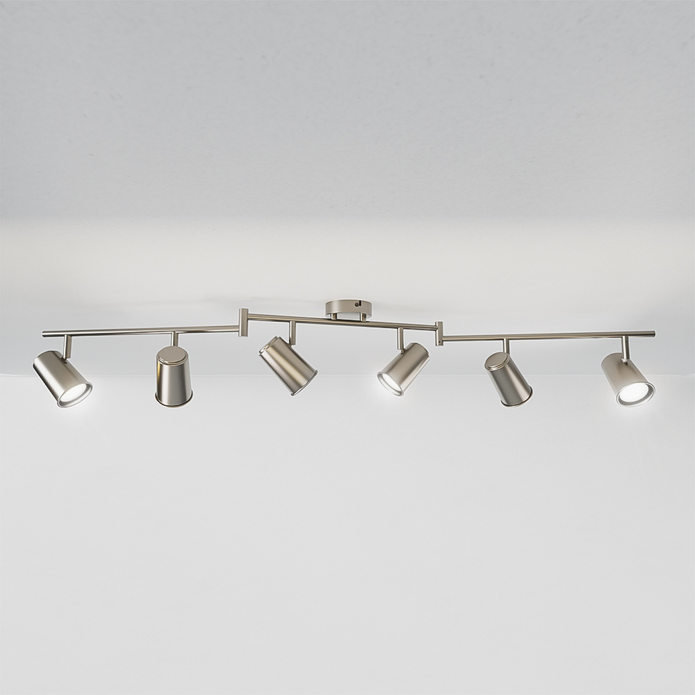 Riga LED Plafondlamp 6 spots - 24W 2070lm - 6500K - Kantelbaar - IP20 - RVS