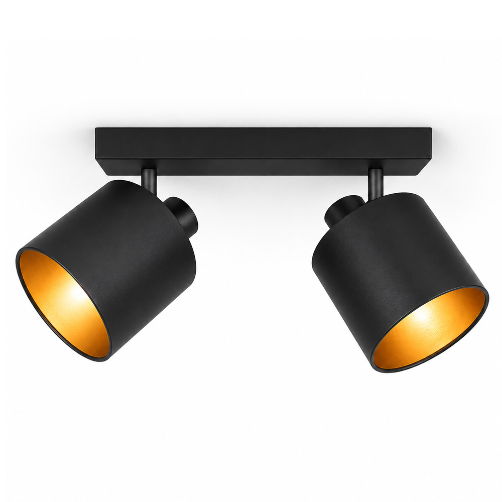Jimmy LED-Deckenstrahler - 2 Spots - Schwarz/Gold - E14 Fassung - IP20