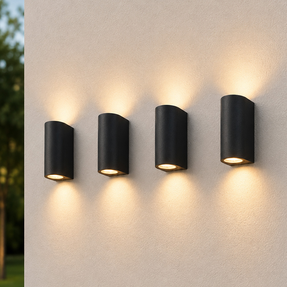 Applique murale LED Douglas Noir - IP44 - Dimmable - Up & Down light - GU10