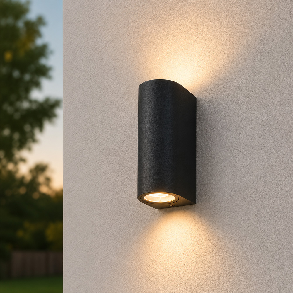Applique murale LED Douglas Noir - IP44 - Dimmable - Up & Down light - GU10