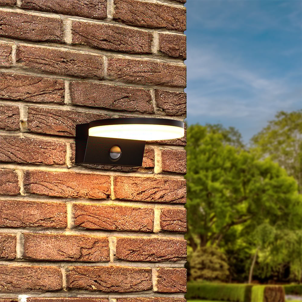 Derby - LED wall light with sensor - 15W 1500lm - 3000K - Black