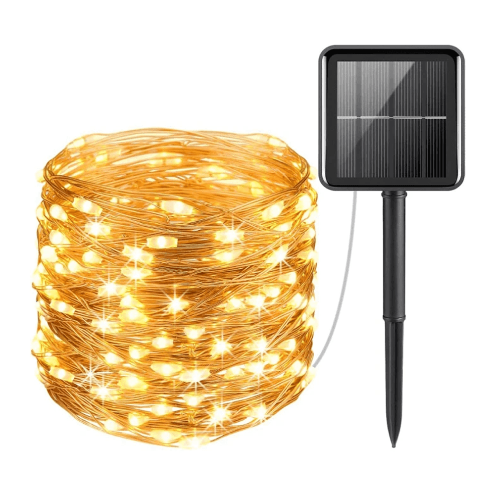 Solar Lichterkette 10 Meter - 3000K - IP44 - Glitzereffekt - 4 Lichtmodi - 1200lm