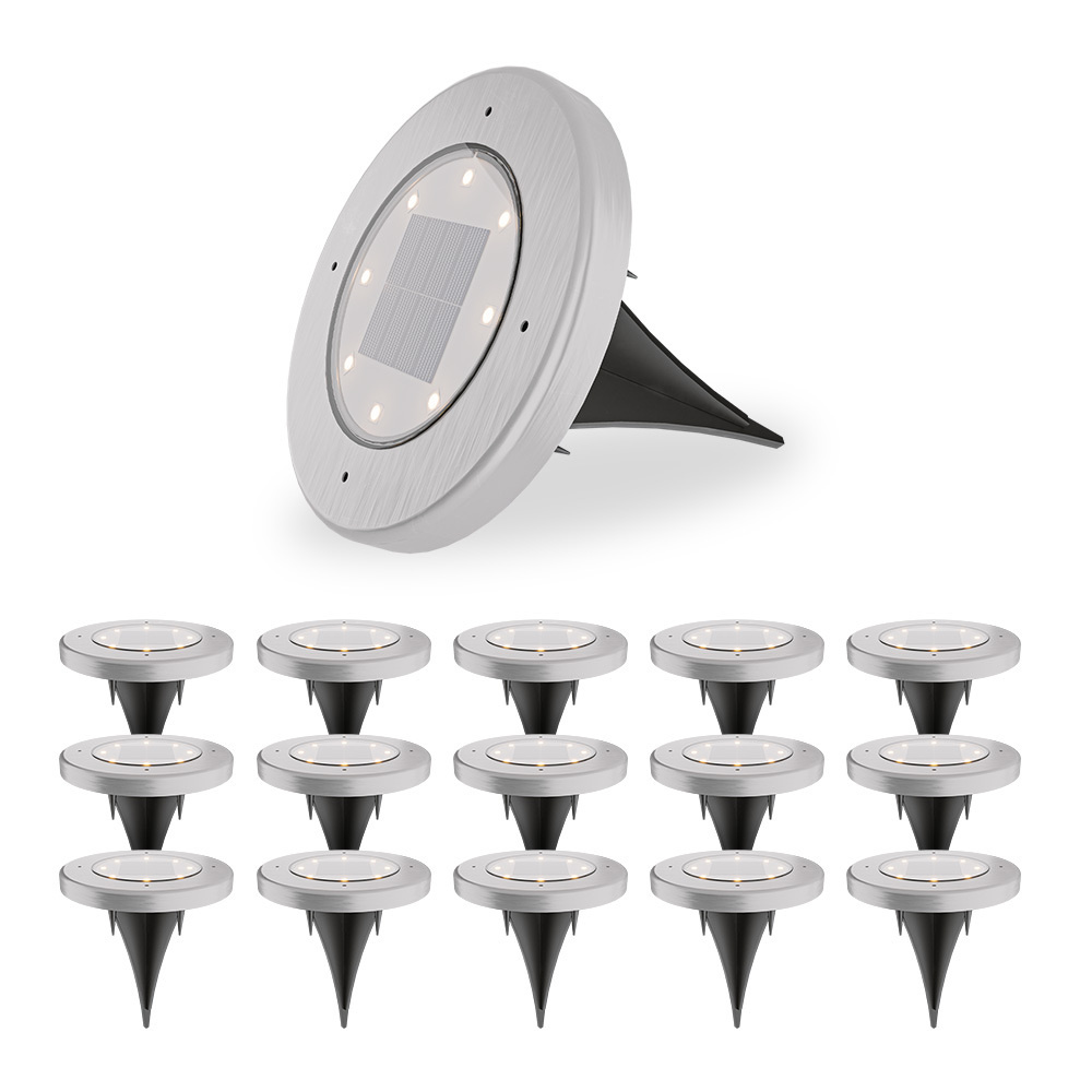 Ellis 16x Solar in-ground lights - 8 LEDs - 3000K - IP65 - stainless steel