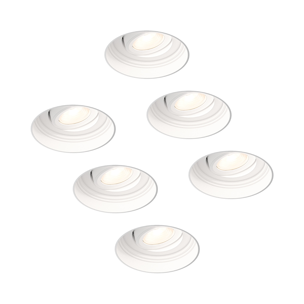 6x Lugo LED Einbauspot Rahmenlos - Dimmbar - 5W 450lm  - 2700K  - Schwenkbar - IP65