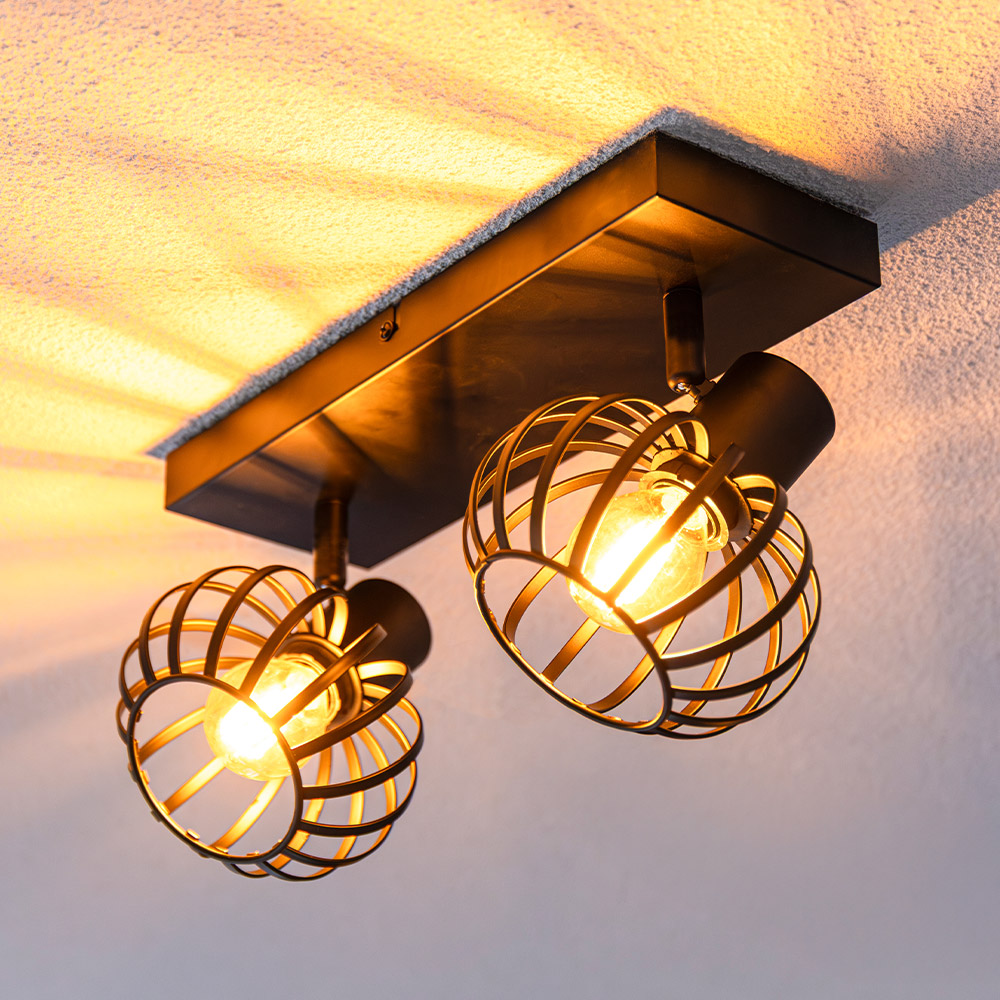 Petal - LED-Deckenleuchte - 2-flammig - E14 - Schwenkbar und drehbar - schwarz