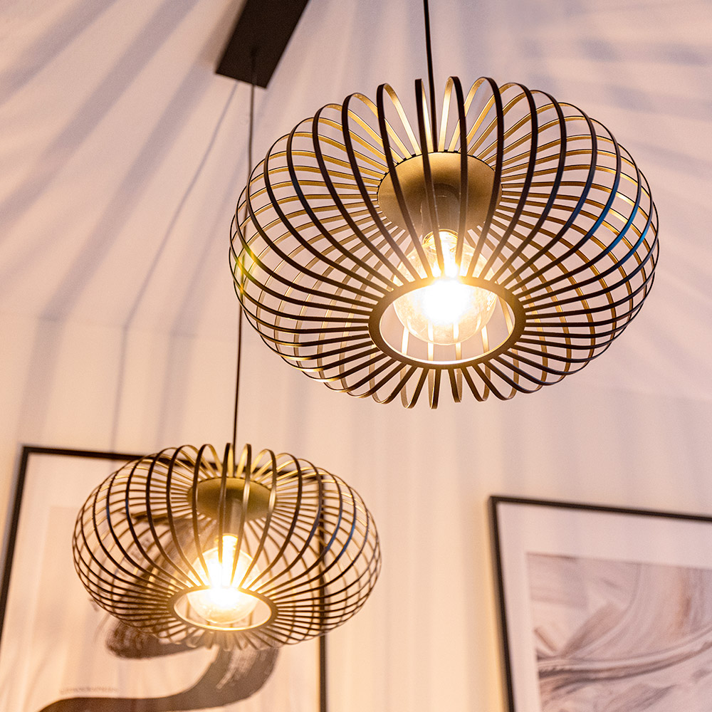 Cosmos - LED Pendant Lamp - 2 spots - Dimmable - E27 Fitting - Black