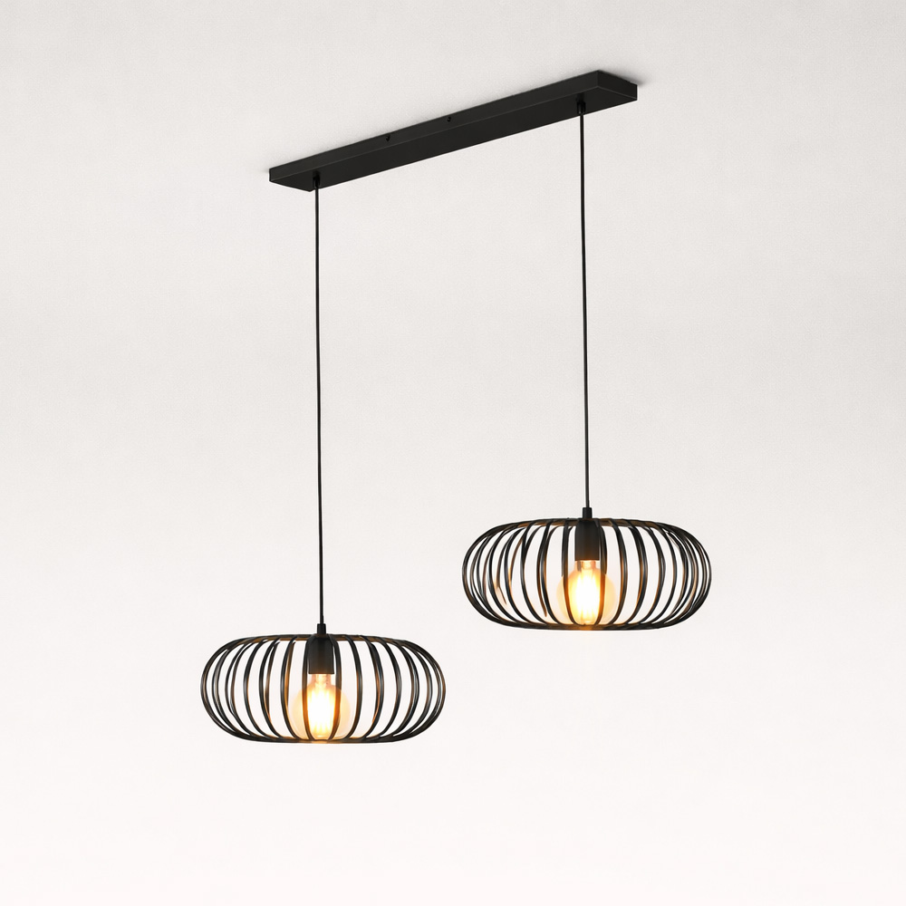Cosmos - LED Pendant Lamp - 2 spots - Dimmable - E27 Fitting - Black