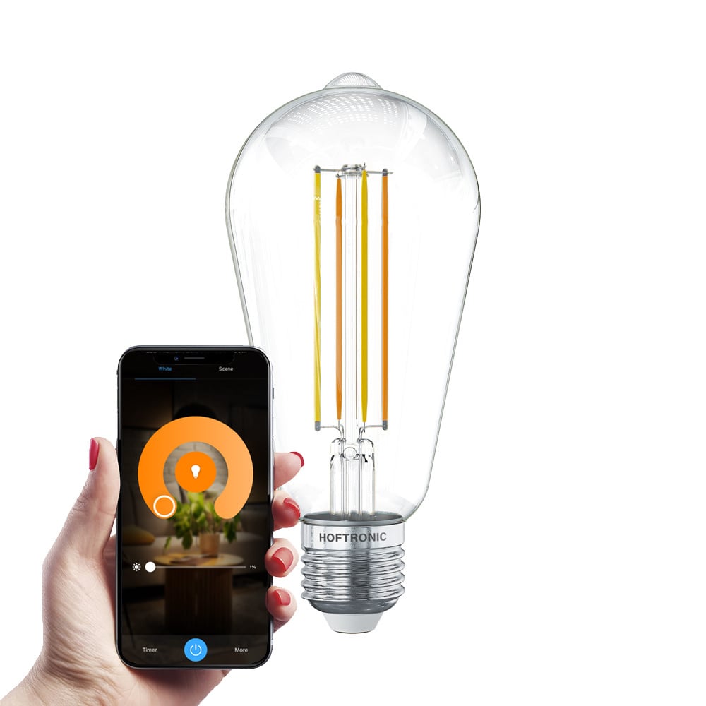 Smart E27 LED Filament Lamp - 7W 806lm - ST64 - 1800-3000K - Dimbaar