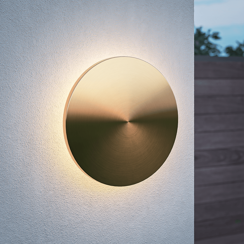 Casper LED wall light 24W 2700K IP54 golden cover