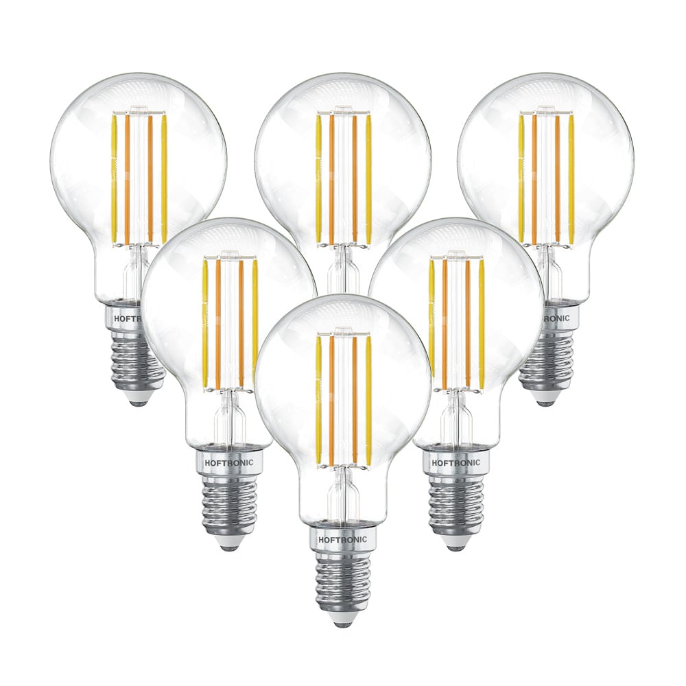 6x Smart WiFi LED Filament lampen - E14- 4,9W 470lm - P45 - 1800-3000K Dimbaar