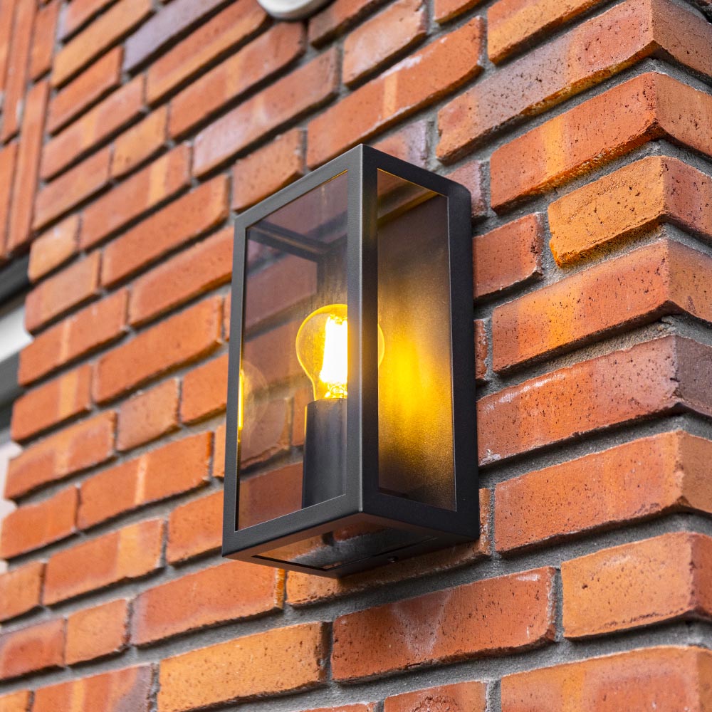 Stella LED Wall Lamp - Smoked Glass - E27 Fitting - IP44 - Dimmable - Black