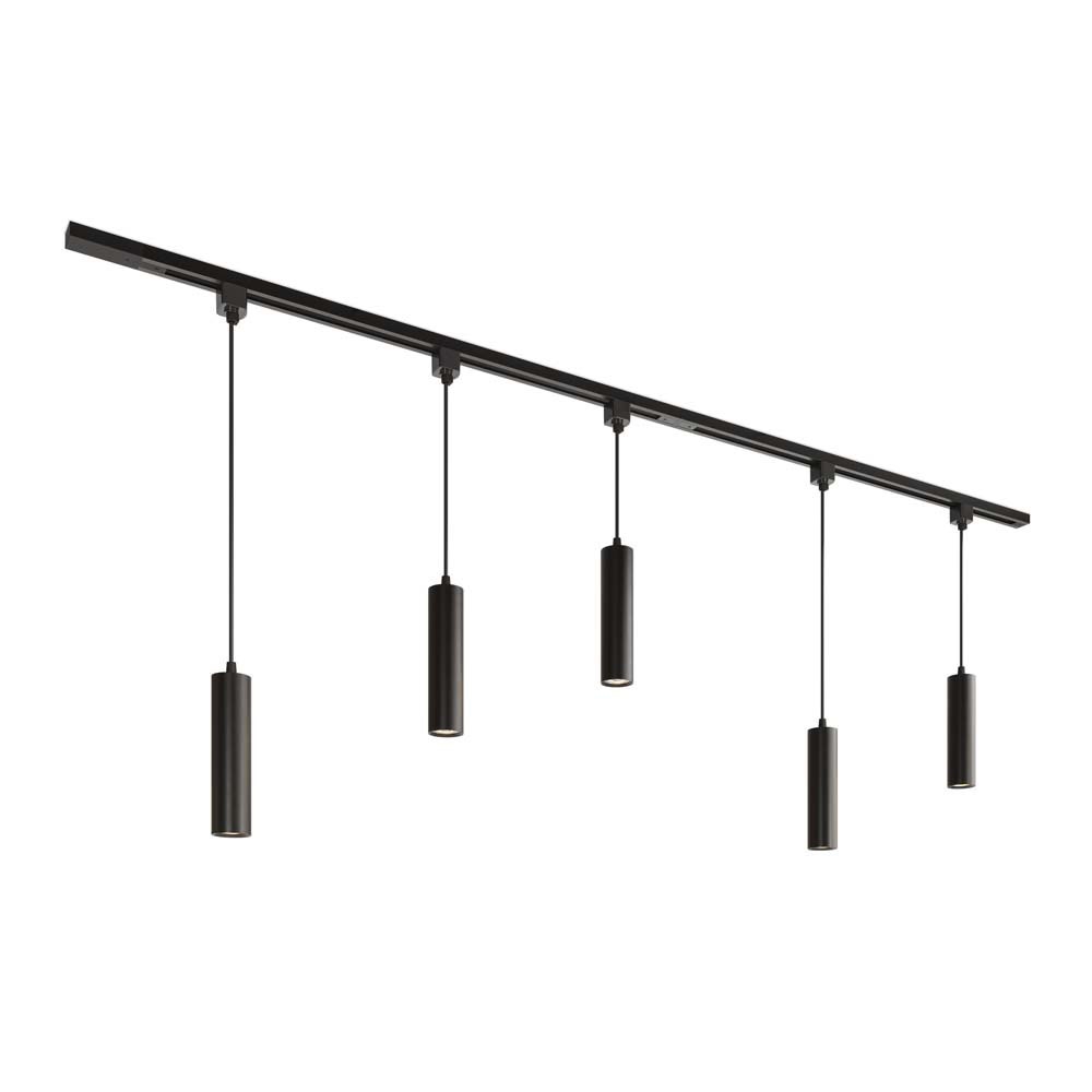 Taros LED Track Lighting package - Straight - 2x 1 m rail - 5 Pendant lights