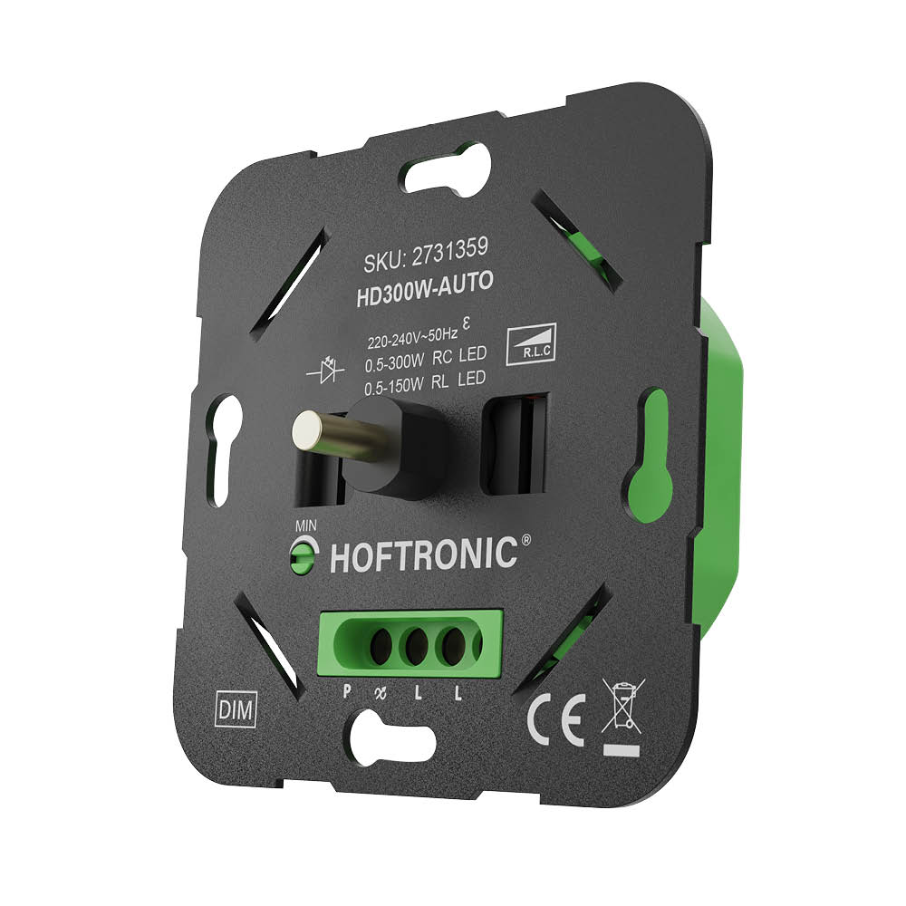 Universeller LED-Drehdimmer – 0,5–300 W – Auto-Detect – Wechselschaltung