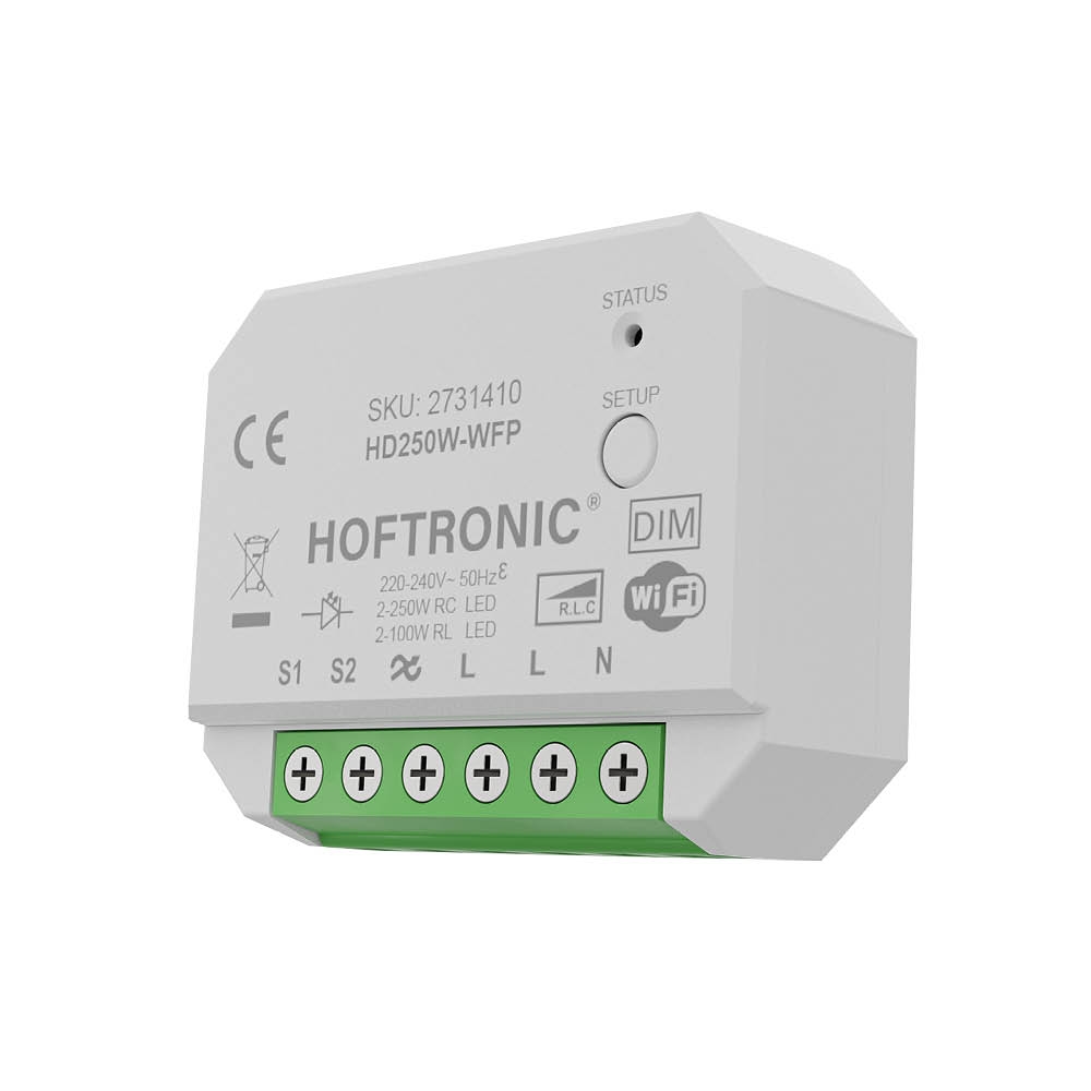 WLAN Smart LED-Puck-Dimmer – 0,5–250 W – Phasenanschnitt- und abschnitt – HOFTRONIC-App