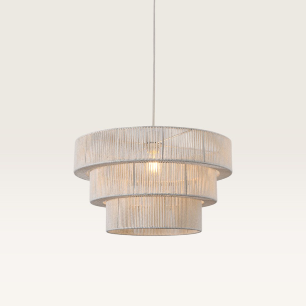 Pendellampa Serengeti bianco - Tre lager av flätade bomullssnören
