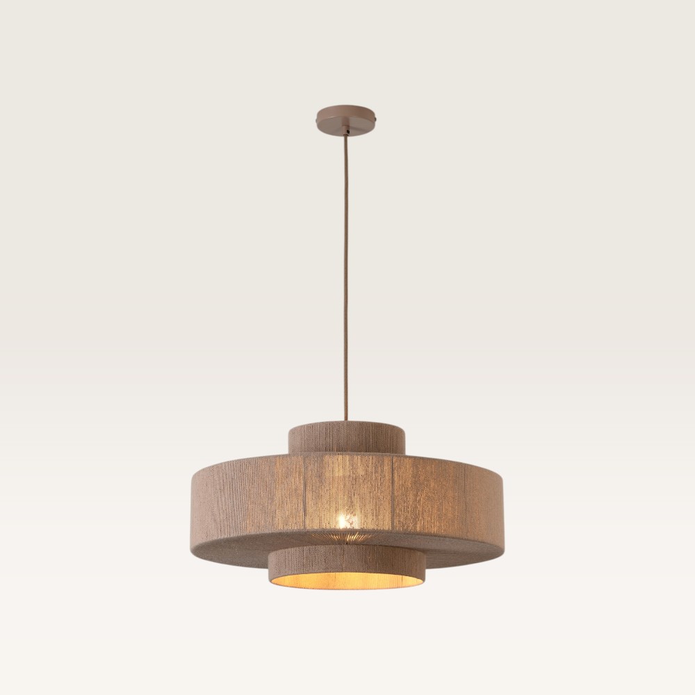 Pendellampa Scandes taupe - Tre lager av flätade bomullssnören