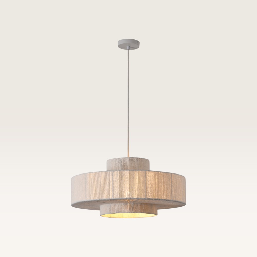 Pendellampa Scandes bianco - Tre lager av flätade bomullssnören