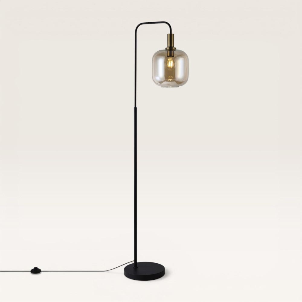 Staande lamp Xirena ambra I - Bol van amberkleurig glas