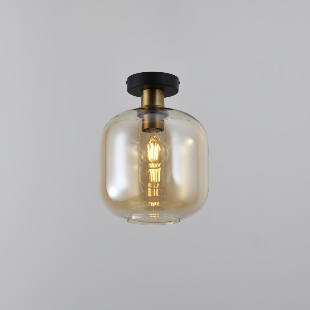 Hängelampe Xirena ambra – Kugel aus Glas – Metall-Deckenplatte - IP20