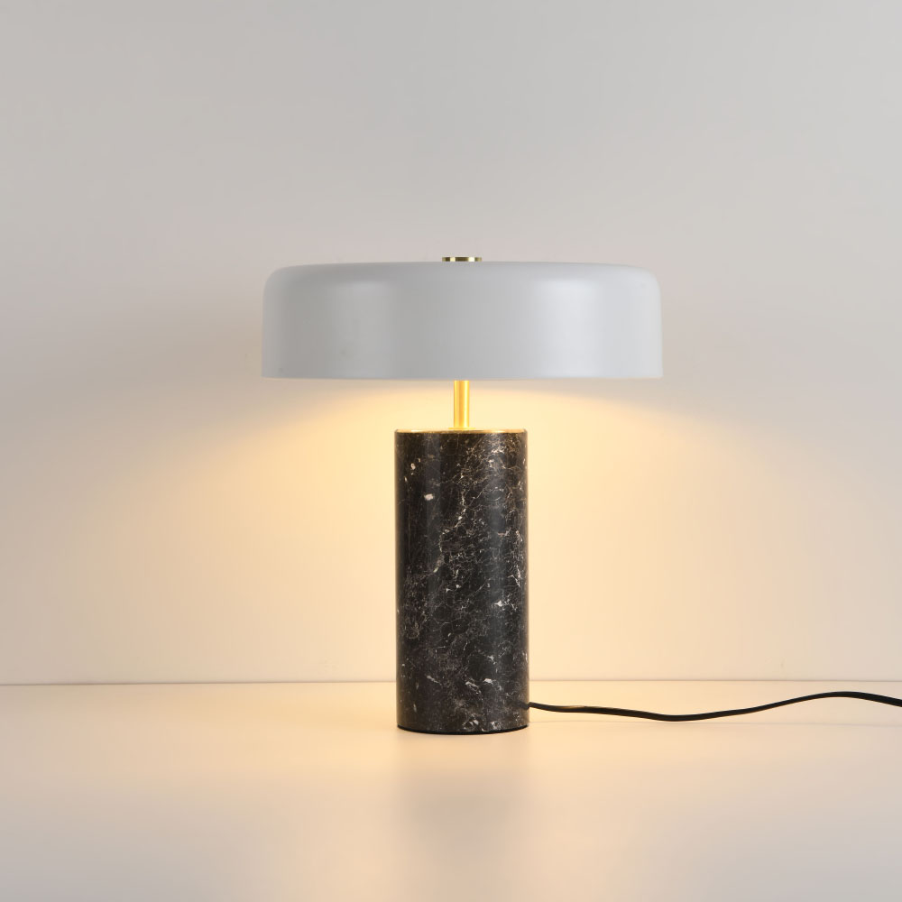 Lampe de table Fuston marmo - Pied en marbre - Abat-jour en verre opale