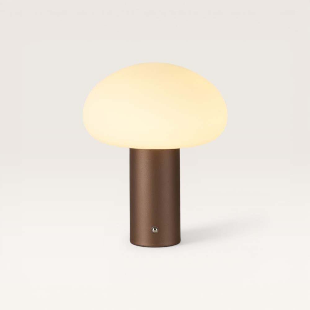 LED-Tischleuchte Givaro maronne – Dimm- und wiederaufladbare Pilzlampe