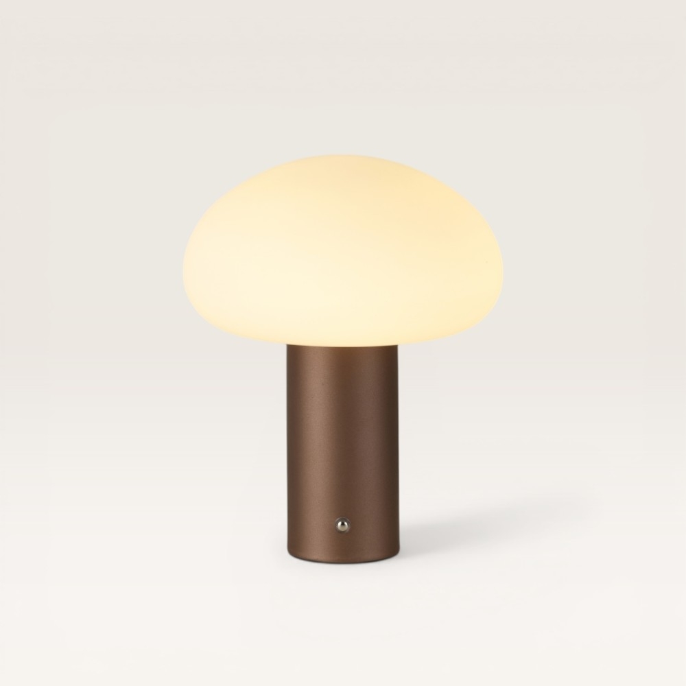 Lampe de table LED Givaro maronne - Lampe champignon dimmable et rechargeable