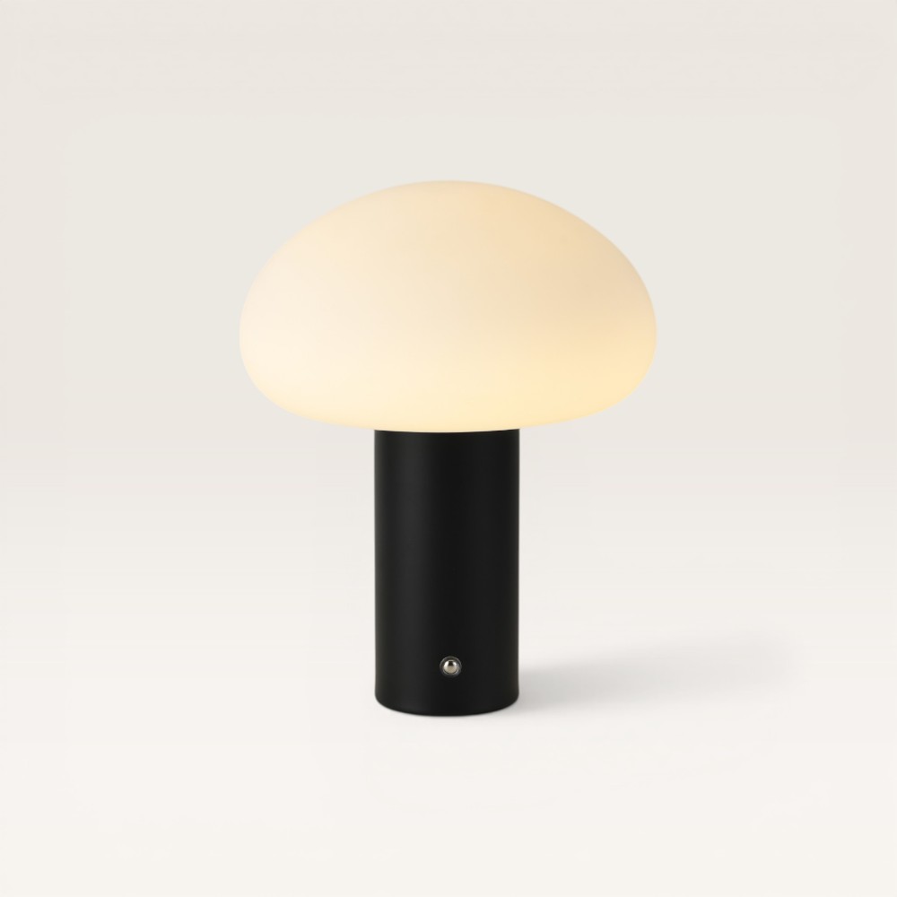 LED-Tischleuchte Givaro nero – Dimm- und wiederaufladbare Pilzlampe