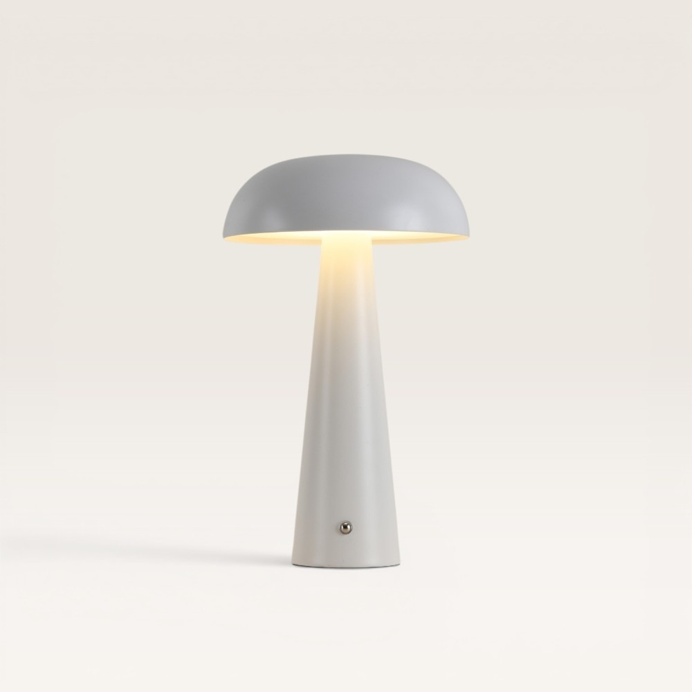 LED-Tischlampe Oryllo bianco – Dimm- und wiederaufladbare Pilzlampe