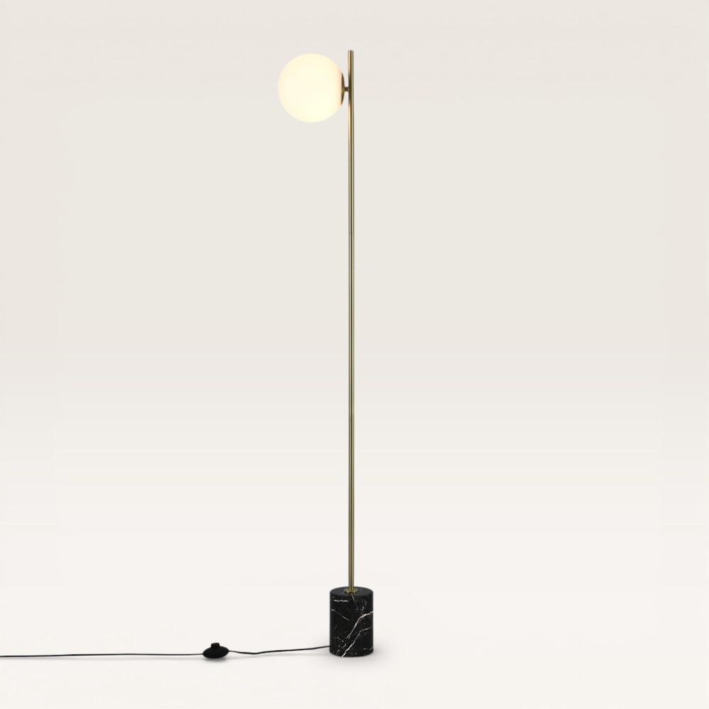 Floor lamp Elara marmo l - Handmade opal glass globe, marble base