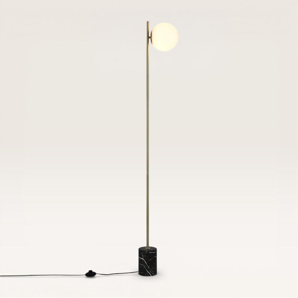 Staande lamp Elara marmo l - Bol van handgemaakt opaalglas, voet van marmer