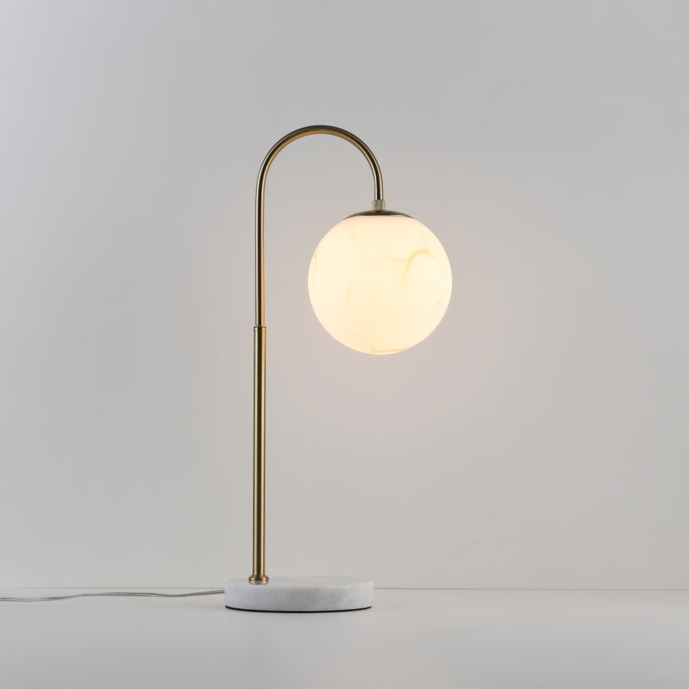 Lampe de table Sereno alabastro m - IP20 - Sphère blanche - Pied en marbre