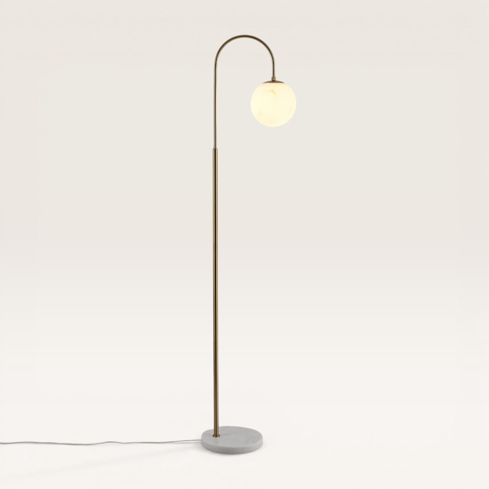 Floor lamp Sereno alabastro l - Handmade opal glass globe, marble base