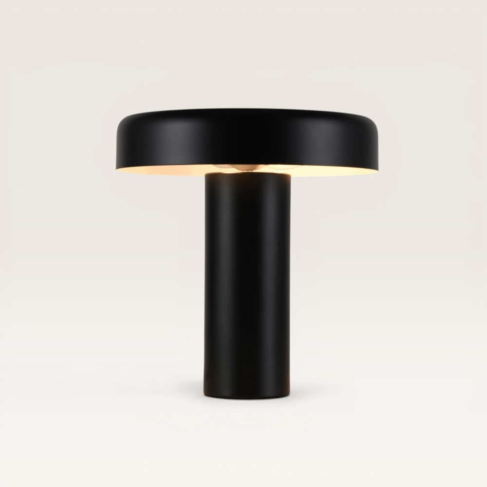 Lampe de table Arcena nero - Lampe champignon noire en métal