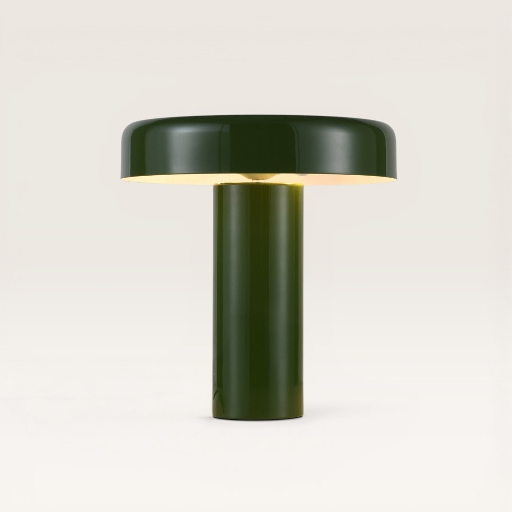 Lampe de table Arcena verde oliva - Lampe champignon verte en métal 