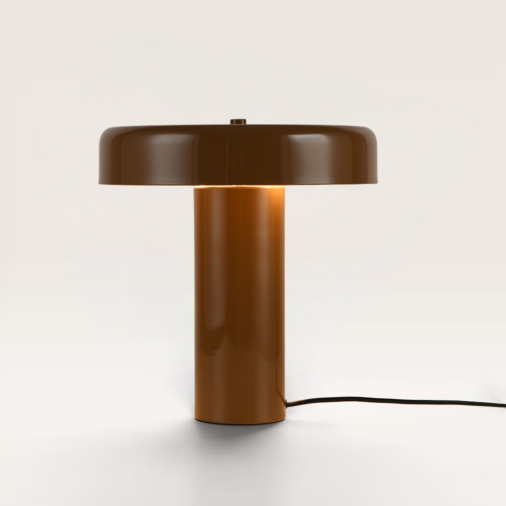 Lampe de table Arcena maronne - Lampe champignon en bronze et en métal