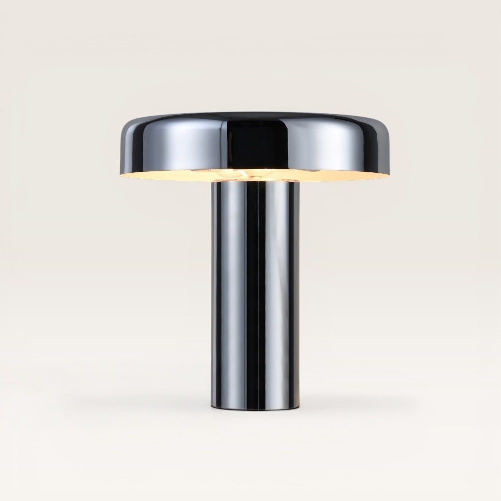 Lampe de table Arcena cromo - Lampe champignon chromée en métal 