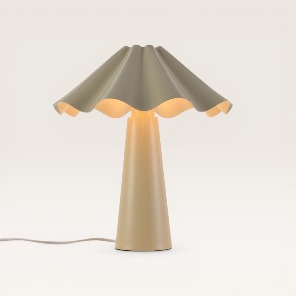 Tischleuchte Falisse crema - Pilzlampe in mit Schirm in Regenschirmform
