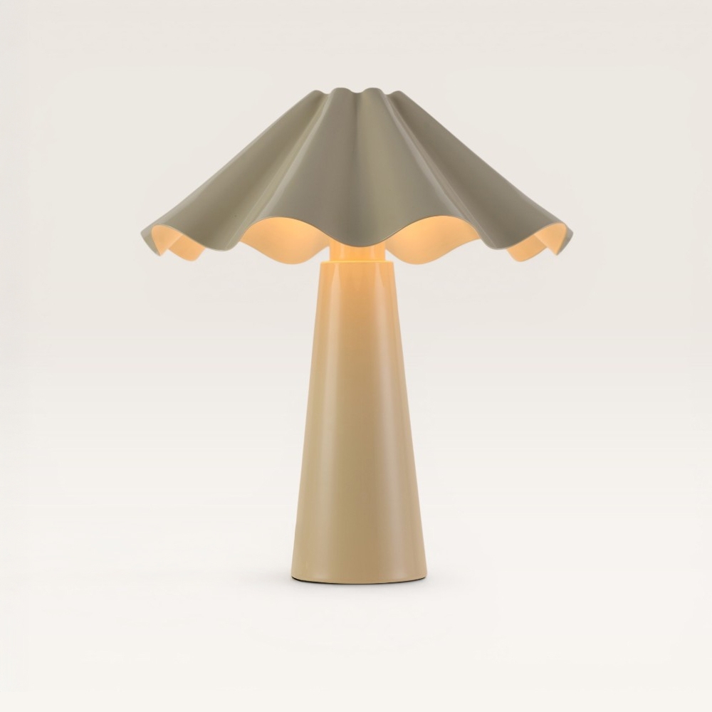 Lampe de table Falisse crema - Lampe avec abat-jour en forme de parapluie