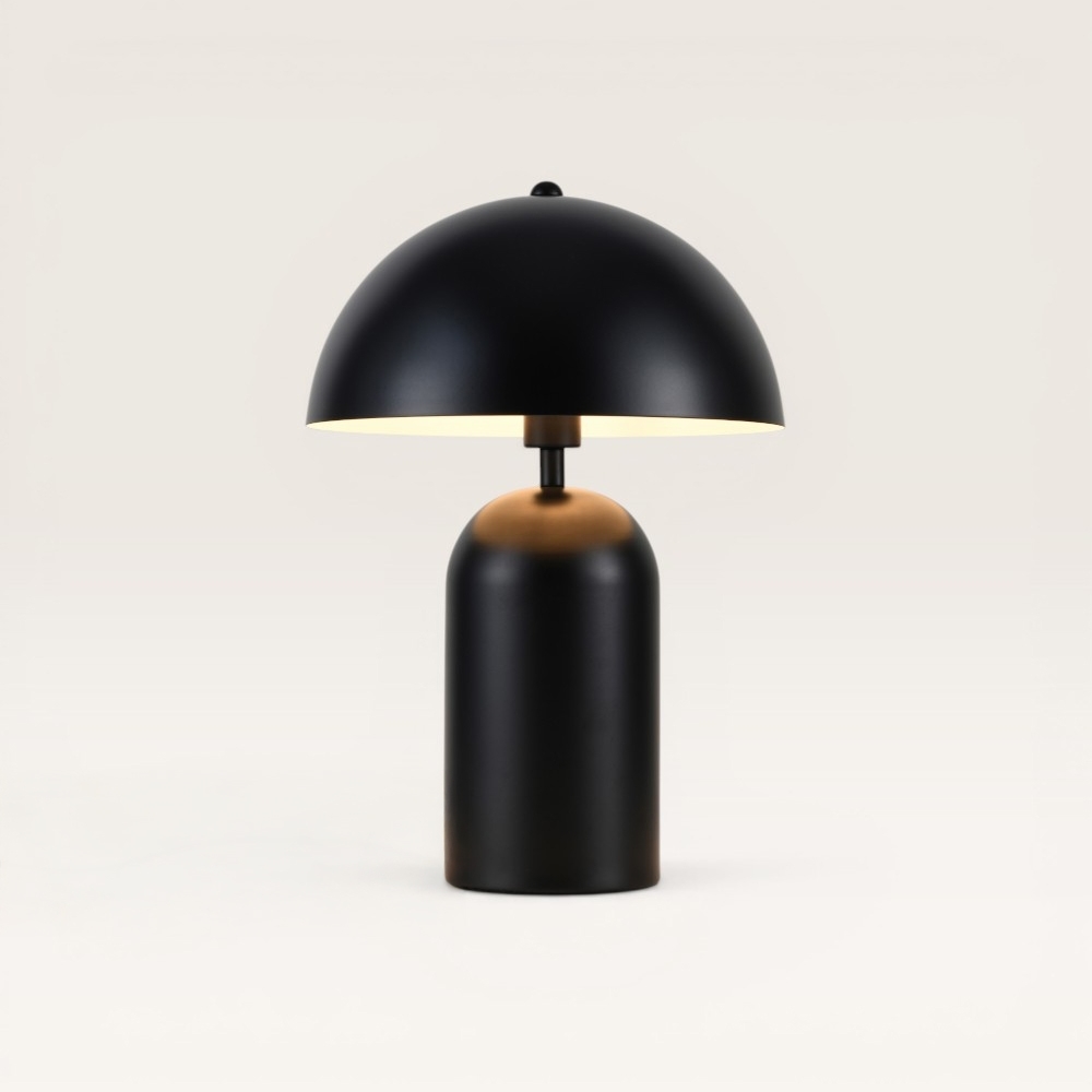 Tischlampe Asteri nero s – Schwarze Pilzlampe für den Innenbereich