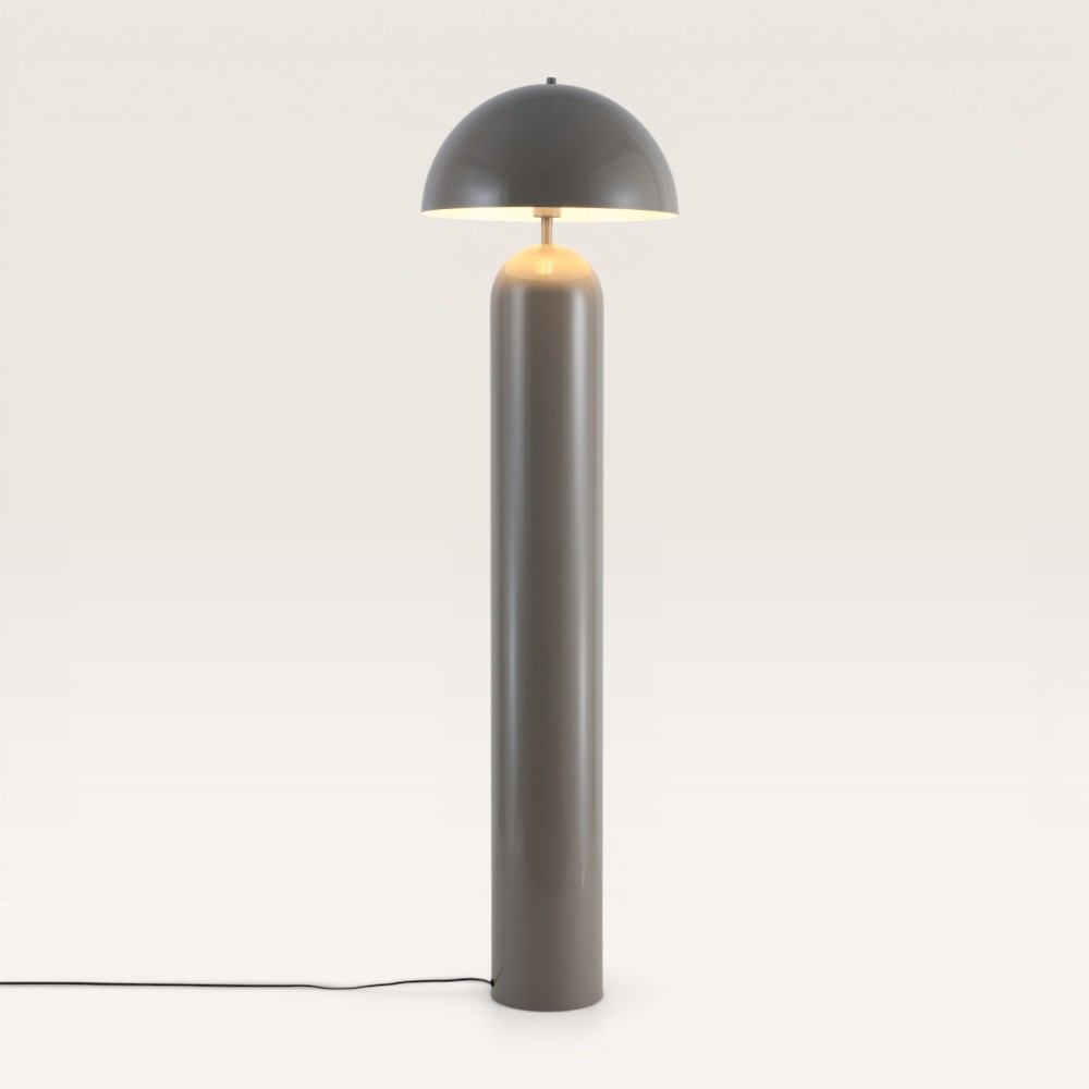 Floor lamp Asteri taupe l - Metal mushroom lamp in taupe for indoor use