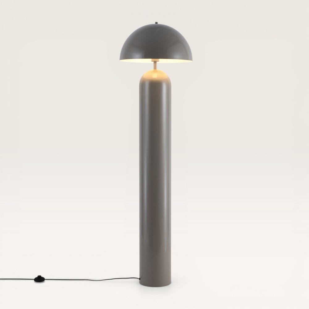 Floor lamp Asteri taupe l - Metal mushroom lamp in taupe for indoor use