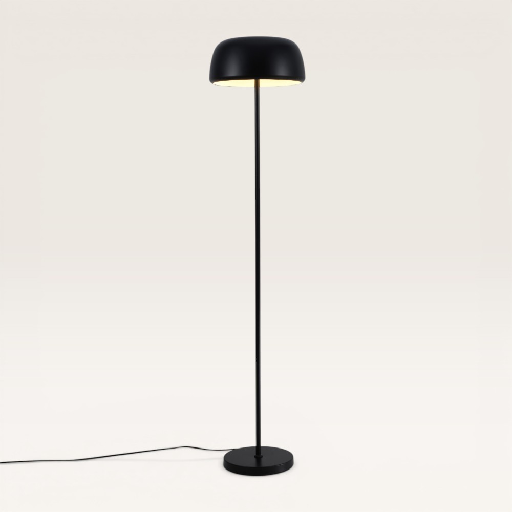 Stehleuchte Voryn nero l – Pilzlampe aus Metall für den Innenbereich