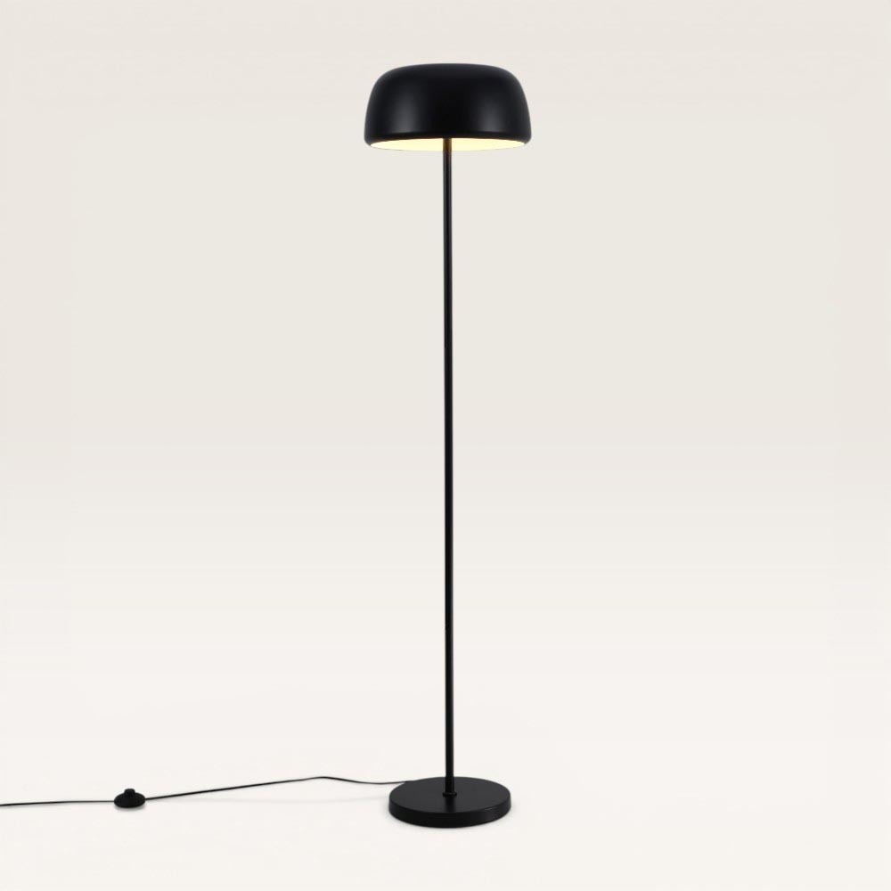 Staande lamp Voryn nero l - Zwarte mushroom lamp van metaal voor binnen