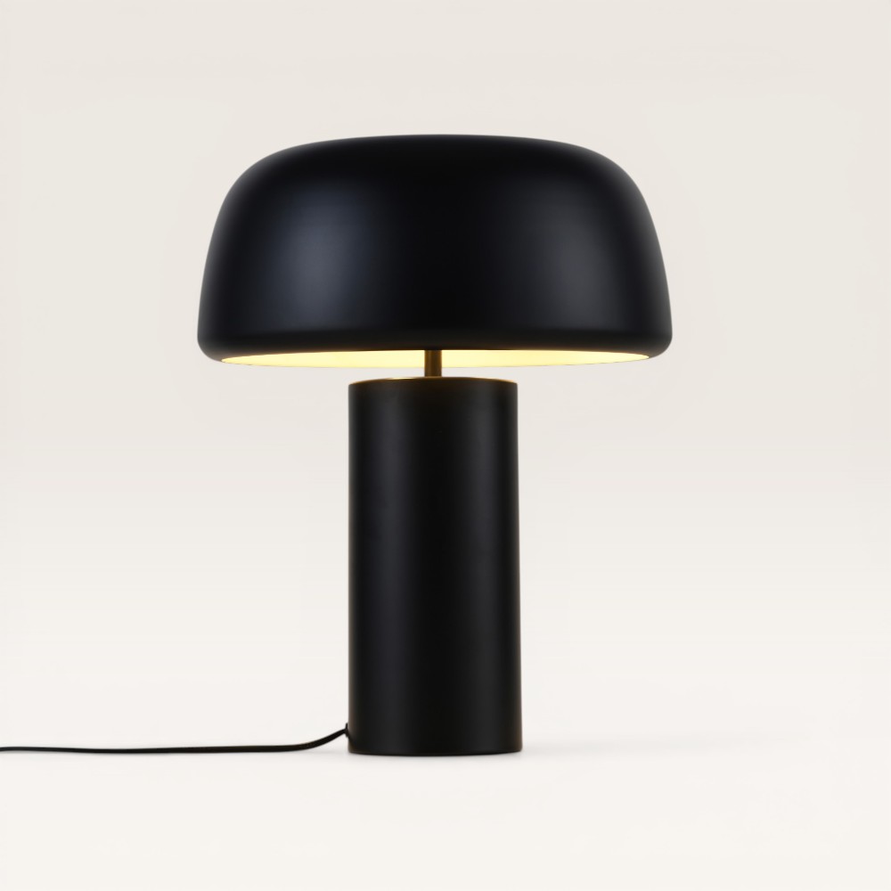 Tischleuchte Voryn nero m – Pilzlampe aus Metall für den Innenbereich