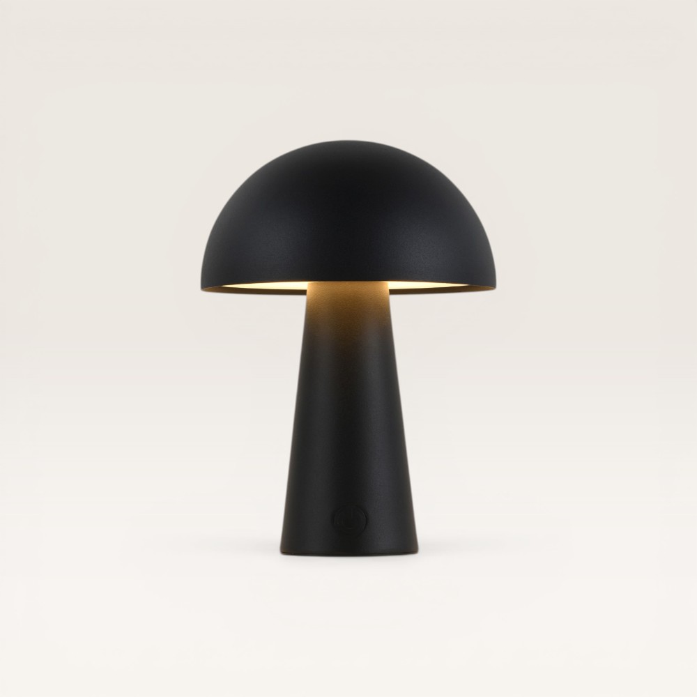 LED-Tischlampe Arvento nero – Dimm- und wiederaufladbare Pilzlampe